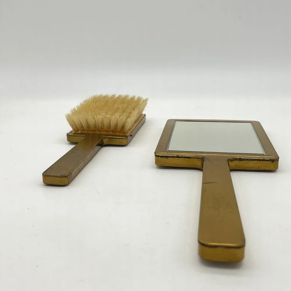 Vintage‎ Vanity Set Brush and Mirror Gold Tone Elegant Dressing Table Decor